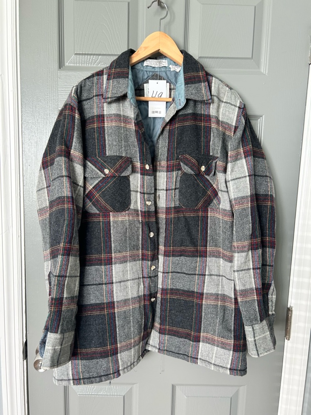 Vintage Northwest Territory Gray & Black Plaid Jacket with Burgundy Accents